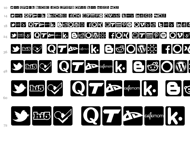 Social Icons - Pro Set font waterfall